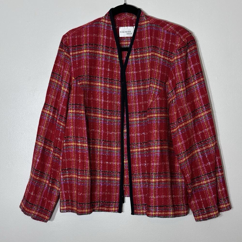 Halmode Plus XXL Red Shimmer Zippered Blazer Holiday Party